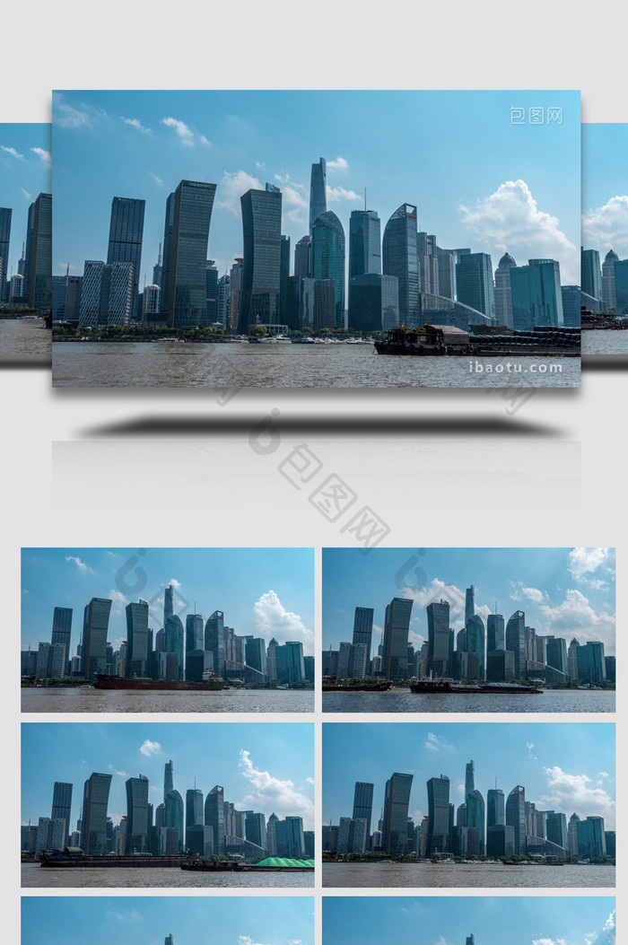 城市震撼上海cbd建筑群延时