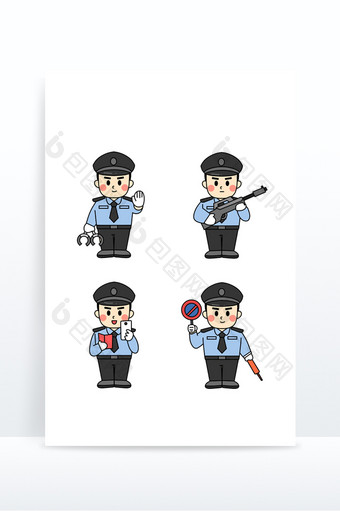 警察节人物元素组合图片