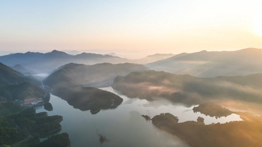 山河风光峡谷云海日出4K航拍