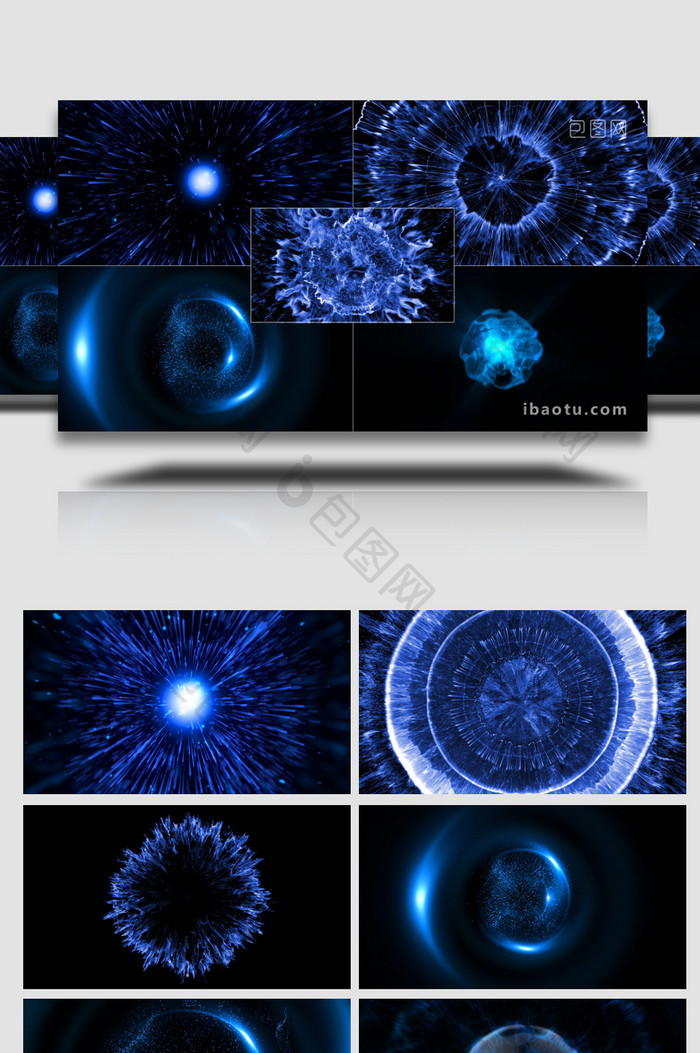 蓝色科技爆炸冲击波特效元素