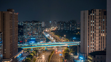 城市大气南京明成大道夜景延时