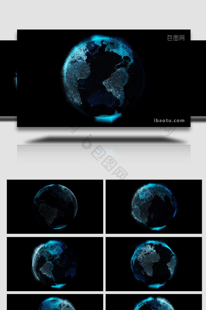 旋转的发光数字地球动画视频素材