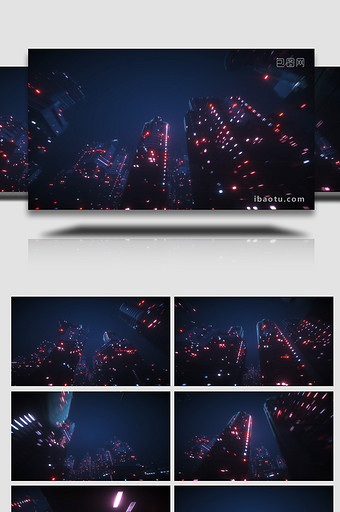 未来派赛博朋克城市循环视频素材图片