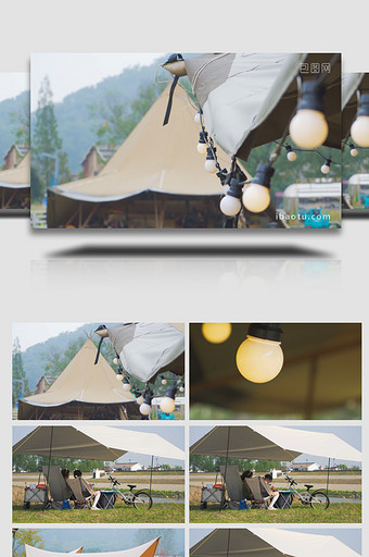 旅游户外露营帐篷营地4K实拍图片