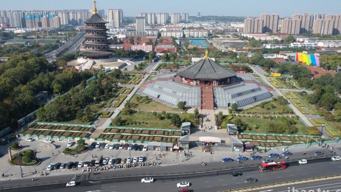 城市河南洛阳明天堂4A景区航拍