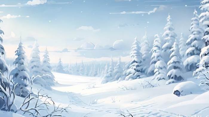 风景雪景冬季海报背景视频