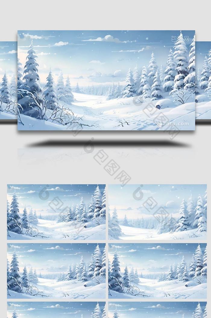风景雪景冬季海报背景视频