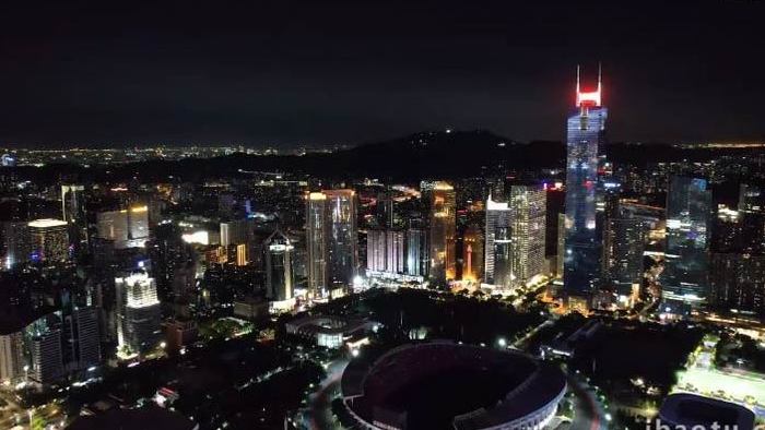 航拍广州CBD都市夜景实拍4k