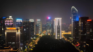 杭州地标钱江新城夜景4K航拍