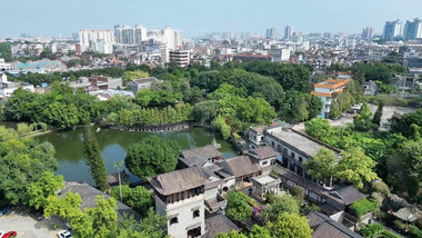 城市地标东莞可园4a景区航拍