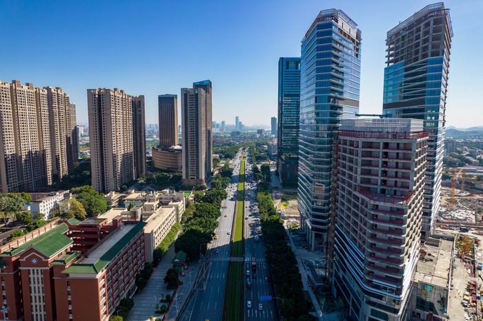 广东惠州城市CBD商务区航拍图片