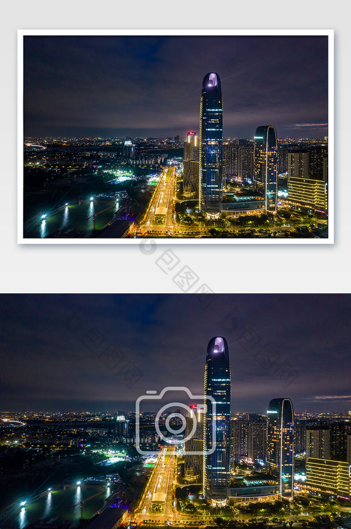 广州城市CBD夜景灯光航拍图片图片