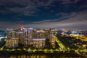 广州城市万家灯火夜景灯光航拍