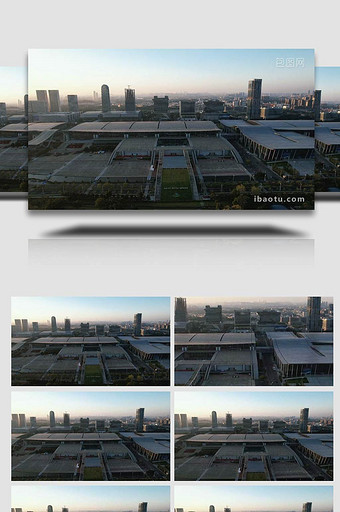 广州文化艺术中心地标建筑航拍图片