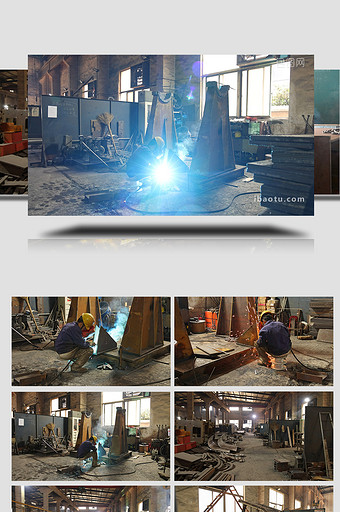 老旧工厂制造工人焊接实拍视频图片