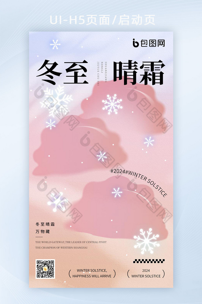 简约冬至大雪饺子晴霜团圆海报