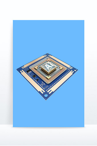 3D立体金属科技风电子芯片元素图片
