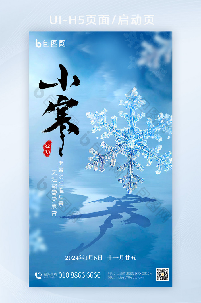 小寒节气雪花数字艺术海报