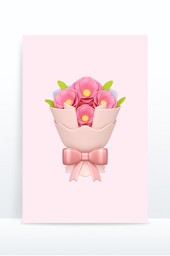 C4D花束元素浪漫鲜花粉红色花图片