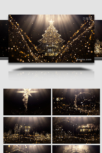 圣诞夜金色标题开场动画AE模板图片