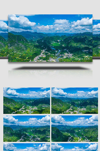 自然风光蓝天白云河水峰林延时图片