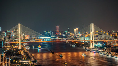 城市震撼上海南浦大桥夜景延时