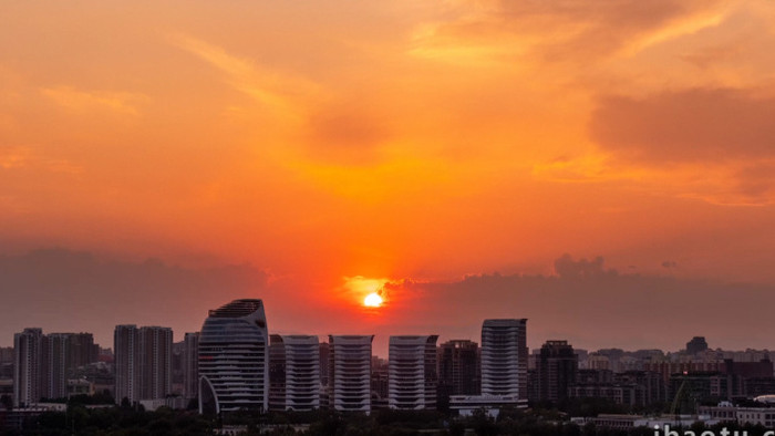 城市北京林达海渔广场日落延时