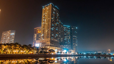 城市澳门南湾湖壹号广场夜景延时