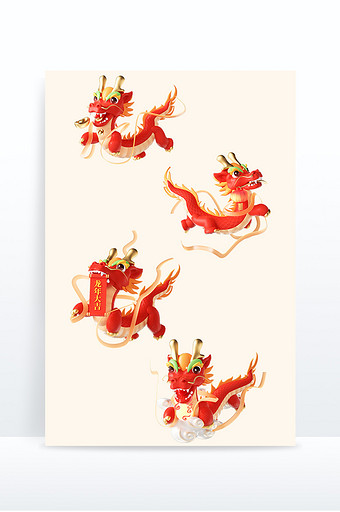 龙年春节3D中国龙形象新年套图图片
