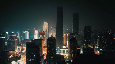 重庆观音桥商业圈夜景灯光航拍