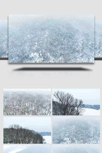 冬季雪景下雪暴雪天气4K航拍图片