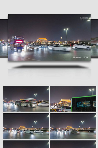 城市地标西安永宁门夜景延时图片