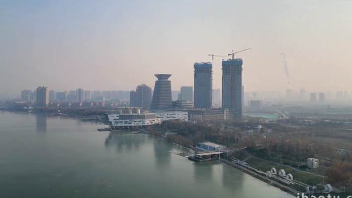 城市西安苏陕国际金融中心航拍