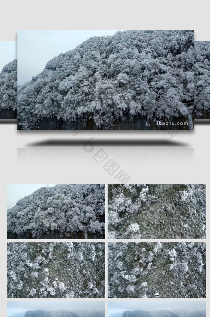 震撼的雪山树木航拍4K视频