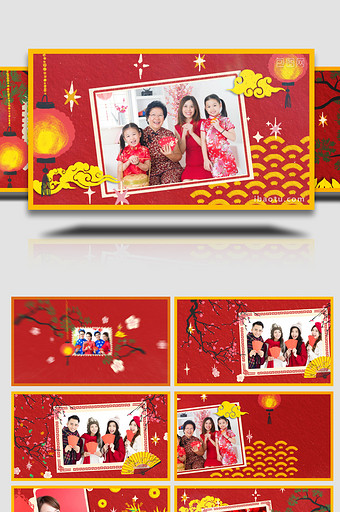 红色中国春节图文展示AE模板图片