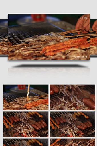 碳烤鲜鱿鱼实拍4k图片
