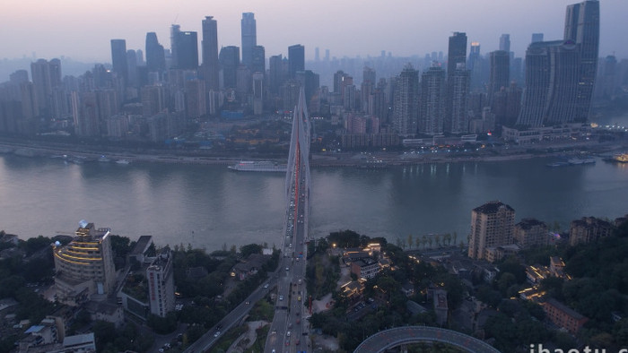地标重庆远眺渝中商务区航拍视频