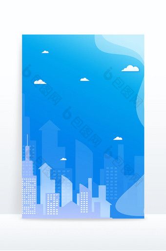 蓝色城市剪影楼房背景图片