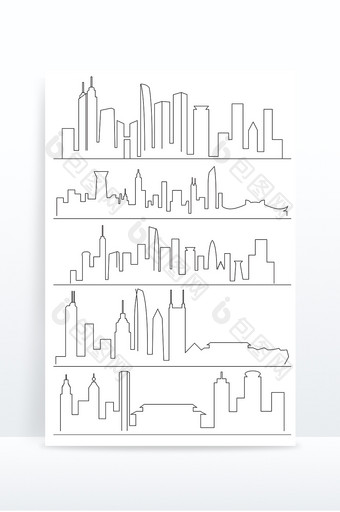 深圳城市轮廓线条矢量元素图片