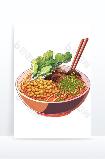 重庆小面豌豆葱花炸酱青菜面条图片