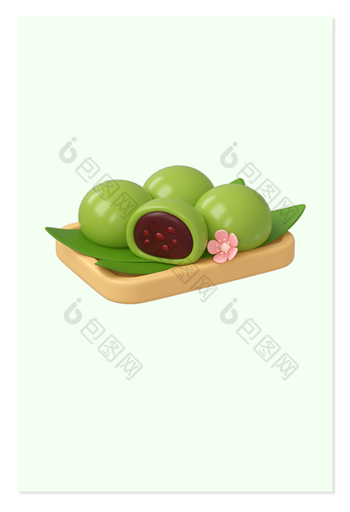 【c4d青团清明节美食豆沙馅青团】图片下载-包图网