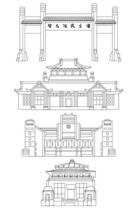 武汉大学线描元素