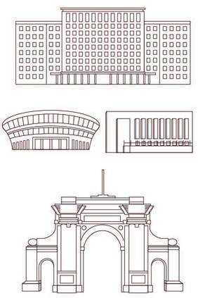 清华大学线描地标元素