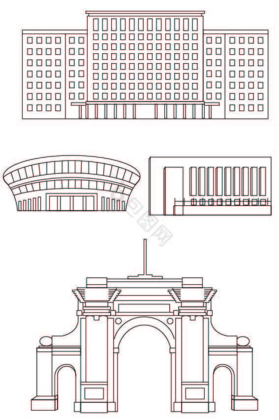 清华大学线描地标