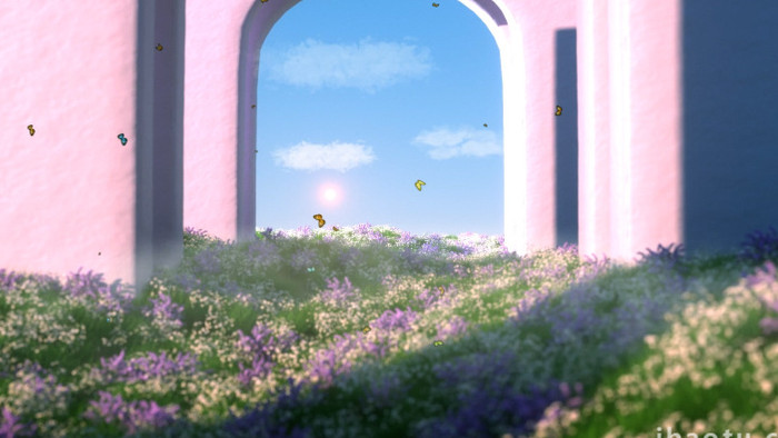 穿越鲜花仙境拱门动画AE模板