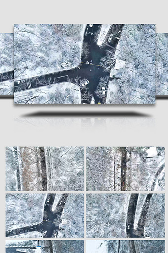 冬天氛围冬季雪景出行4K航拍图片