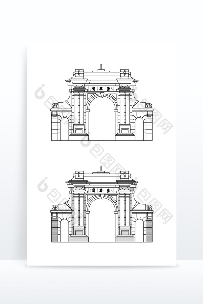 清华大学水木清华线描图片图片