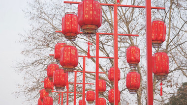 春节民俗新年气氛红灯笼4K实拍