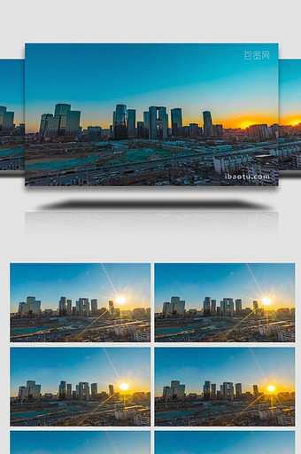 北京丽泽商务区落日延时实拍图片
