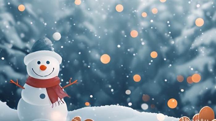 冬季可爱的雪人背景视频